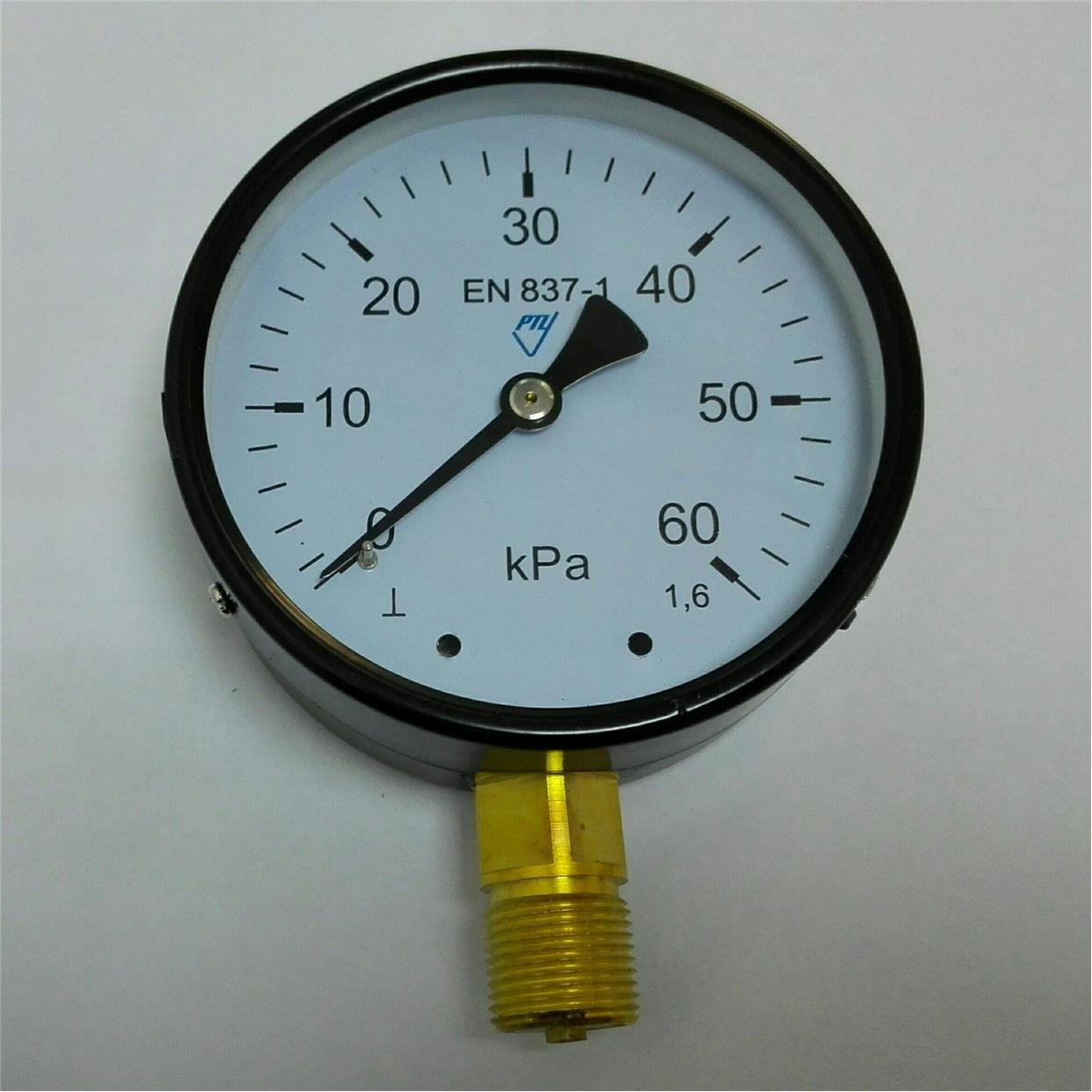 压力表 直径100mm 压力0～60kpa 螺纹m20x1.5 每小格2kpa 1.6级