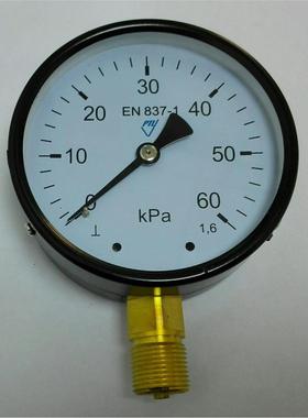 压力表 直径100mm 压力0～60kpa 螺纹m20x1.5 每小格2kpa 1.6级