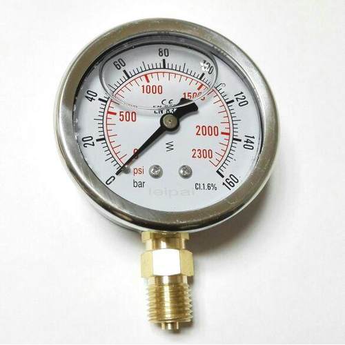 耐震压力表 cl.1.6% 立式 2300psi 160bar 直径62-68mm 牙m14x1.5