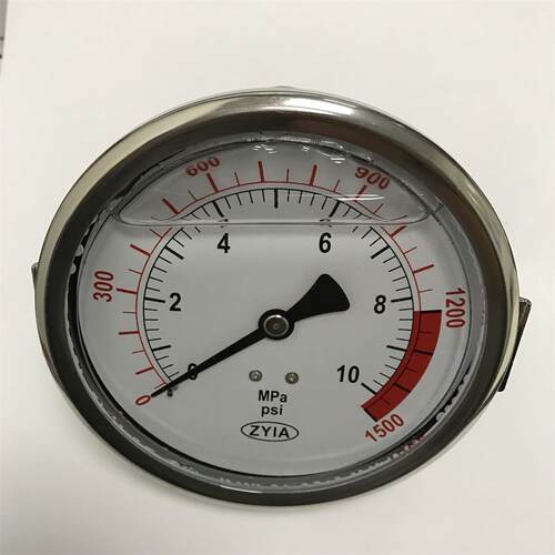 轴向偏心带支架耐震压力表 YN-100Z-u 压力10mpa 1500psi 直径100