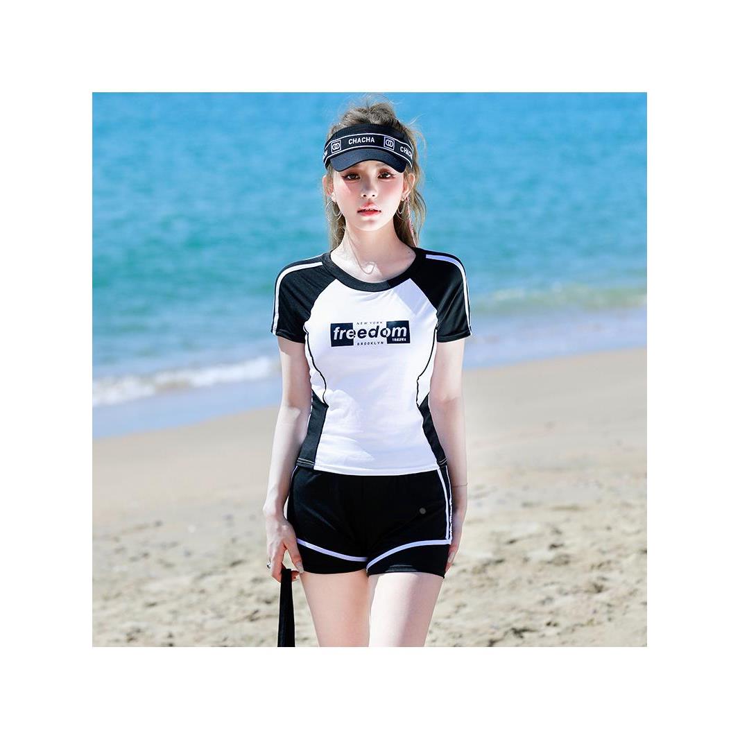 泳衣女泡温泉遮肚显瘦保守2024新款分体游泳装运动沙滩冲浪游泳衣