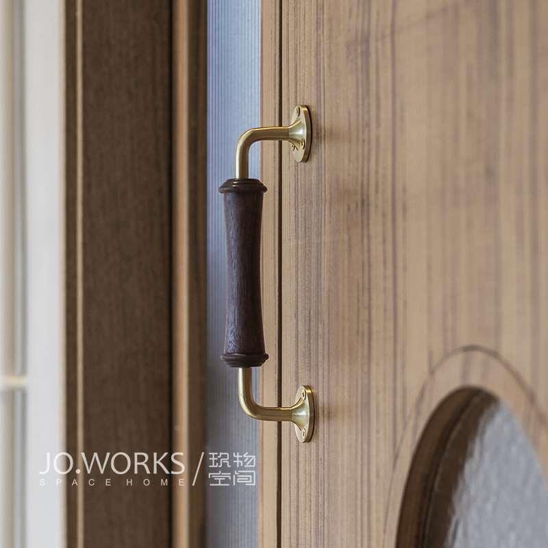 玖物胡桃木黄铜门拉手多功能高档柜门抽屉隐形门装饰把手拉手定制