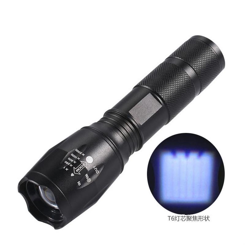 a100手握led强光T6露营充电电筒 伸缩变焦L2大功率户外野营手电筒