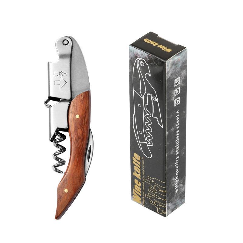 木柄葡萄酒开酒刀开罐器 多功能红酒开瓶器 四合一开瓶器