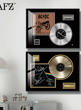 意式极简现代简约中古黑色唱片时钟画挂钟横款可遮挡电表箱组合画