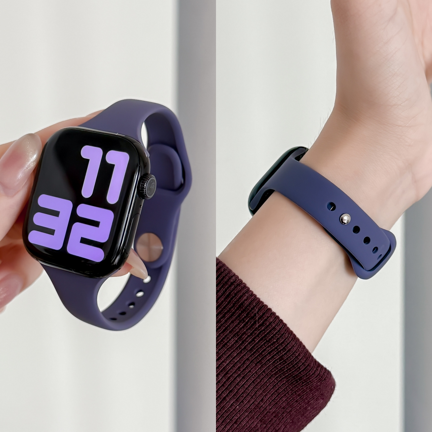 适用S11表带小蛮腰硅胶雾紫色