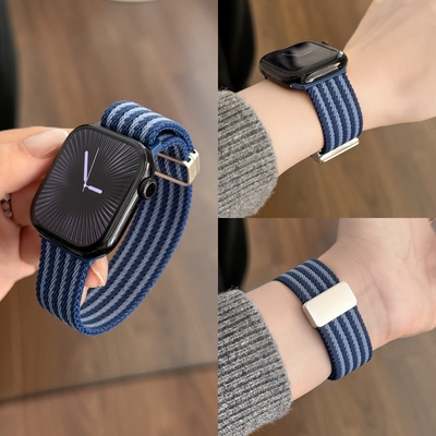 适用苹果S11手表双色尼龙磁吸