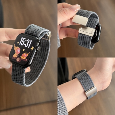 适用苹果手表iwatch11表带酒红色