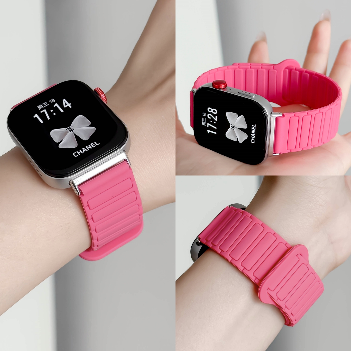 张婧仪同款适用华为fit4手表带watch 4pro新款FIT3硅胶磁吸运动fit3三代智能手表手环女生粉色透气男腕带夏天