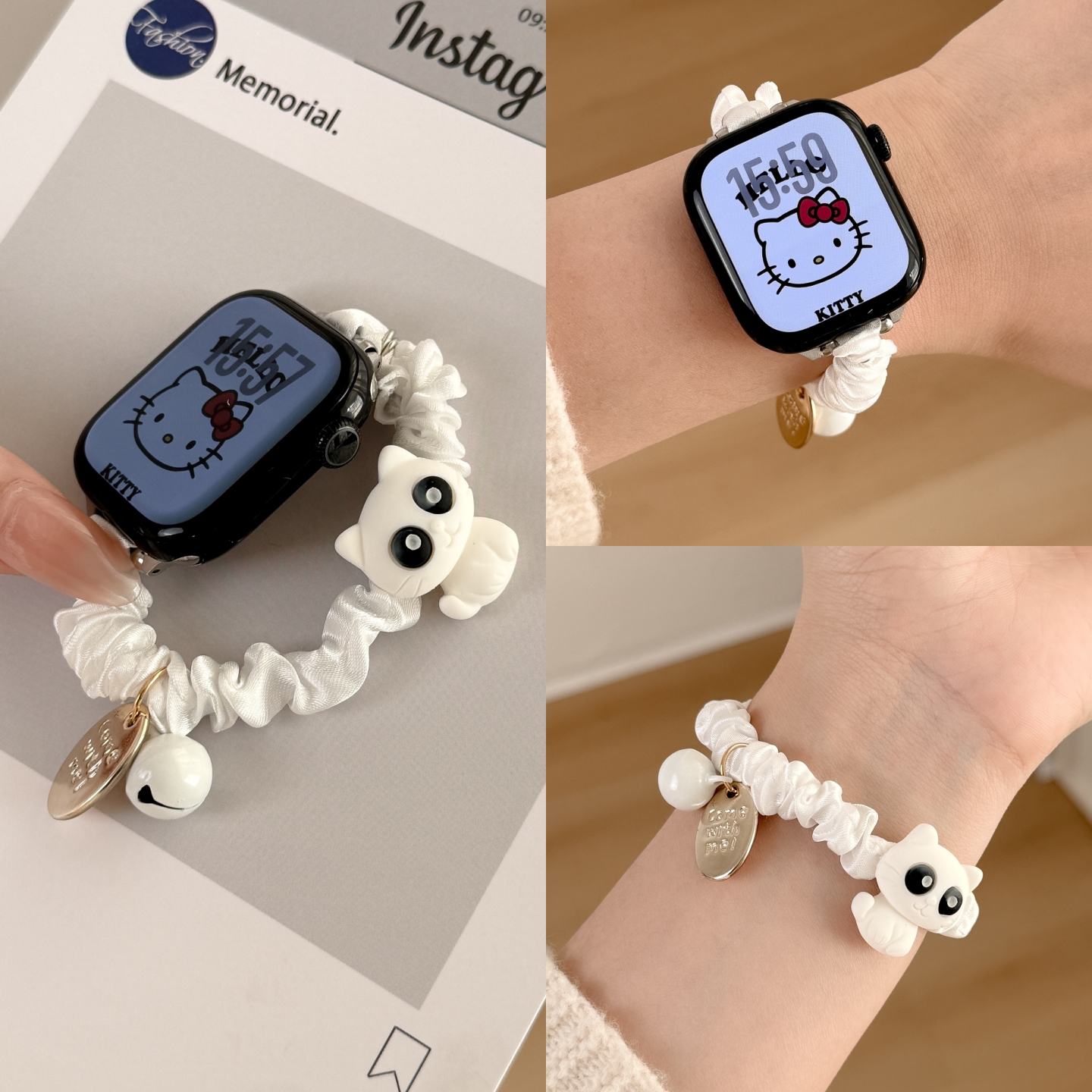 适用苹果手表s11表带猫咪发圈