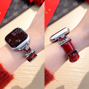 本命年马年适用苹果S11手表iwatch11表带小蛮腰皮质applewatch10腕带S10运动s9高级感se女款s8新款2026红色