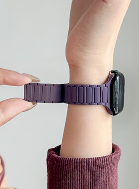 细款磁吸适用苹果S11手表表带iwatch11手表带applewatch10硅胶S10腕带SE3官方新款S9女款S8运动S7男6高级秋冬