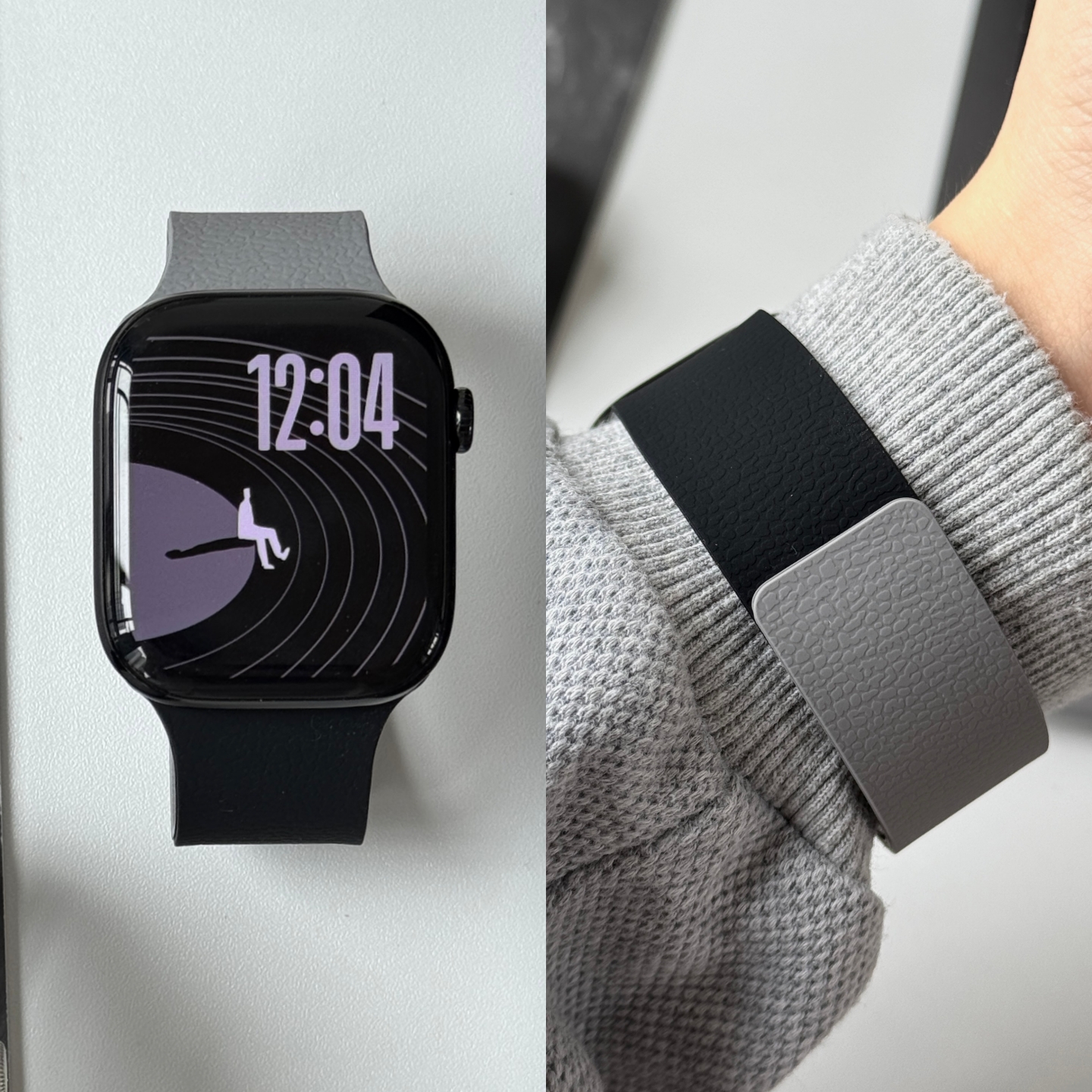 适用苹果11手表表带拼色硅胶磁吸