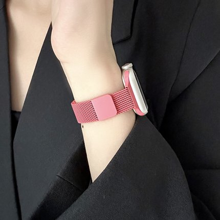 适用iWatch10新款米兰尼斯磁吸表带S10小蛮腰S9细款applewatch8苹果手表S7代金属S8表带se夏天透气女生高级感