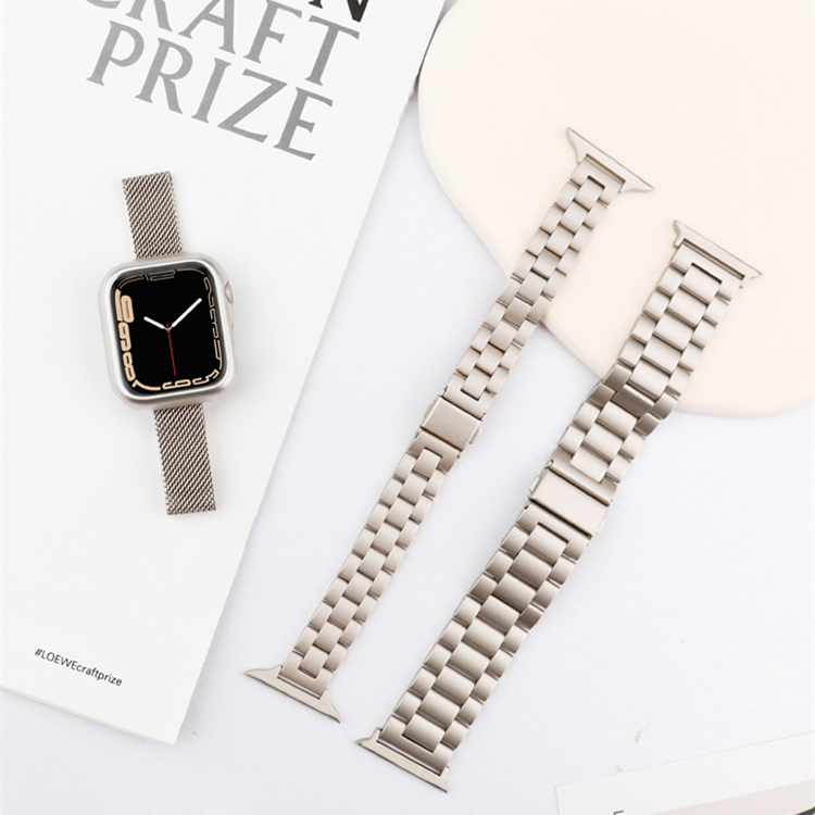 适用iwatch10星光色精钢金属表带
