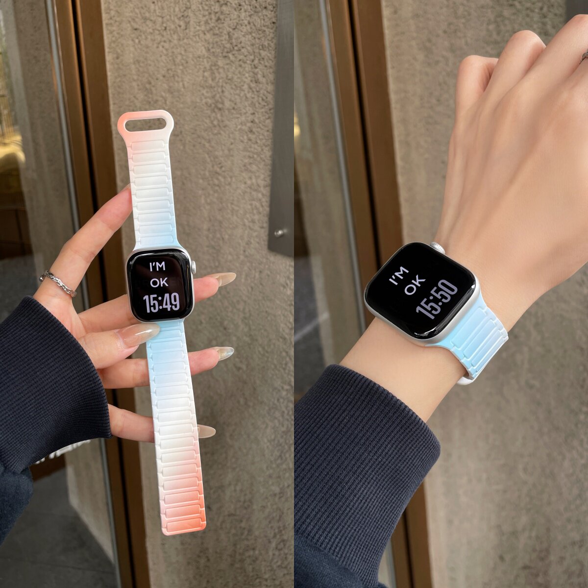 适用iwatch11/10磁吸硅胶表带