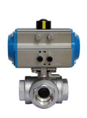 Q614F-16P气动304不锈钢三通丝扣球阀(T/L型)DN15 20 25 32 40 50