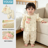 春装 2026新款 洋气宝宝上衣裤 优奇女童套装 子婴幼儿衣服春季 外出服