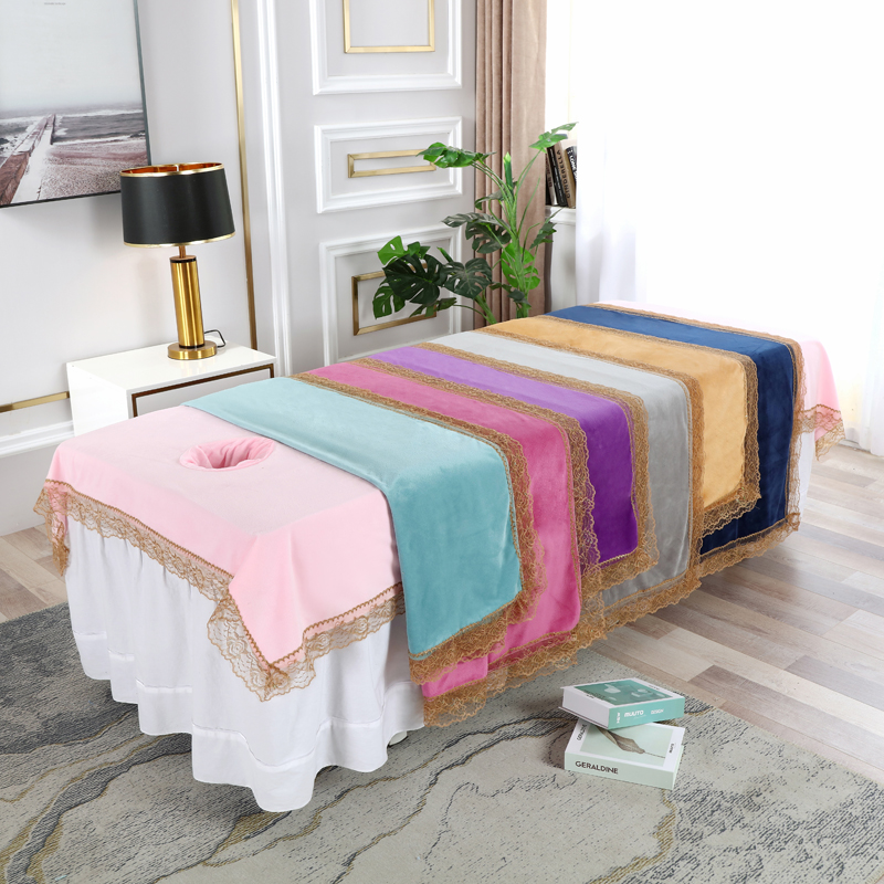 加绒理疗带洞纯色美容床单爱嗨