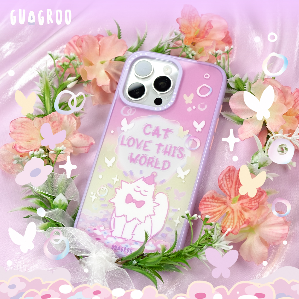 瓜咕噜「花朵猫猫」温柔看世界～原创手机壳适用苹果16ProMax可爱治愈iphone15pro温暖14插画新款双层保护壳