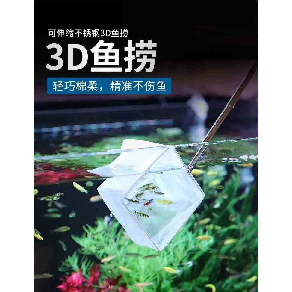 不锈钢可伸缩捞鱼网鱼缸捞小号3渔捞抄网兜密网热带观赏鱼捞鱼网