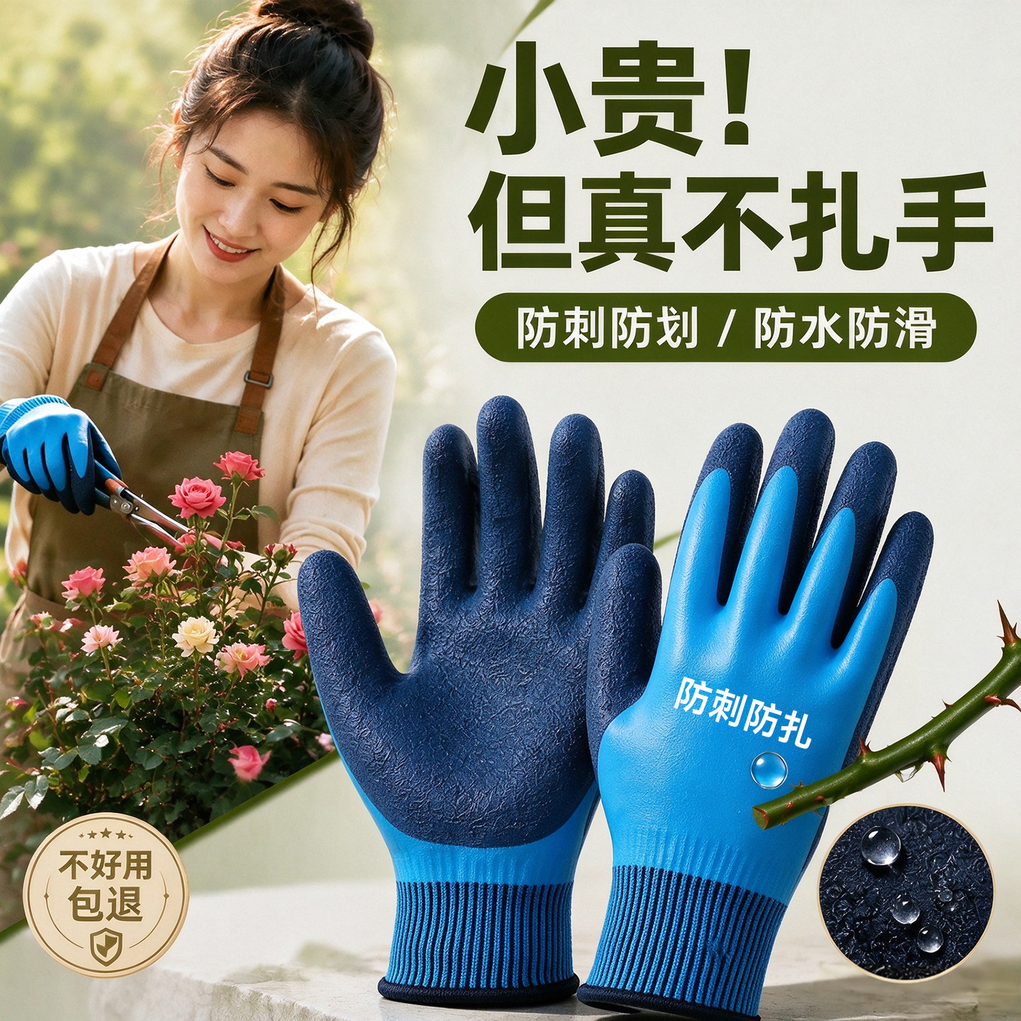 园艺防护手套防刺防水女士月季防扎花园赶海花艺玫瑰花仙人掌挖土