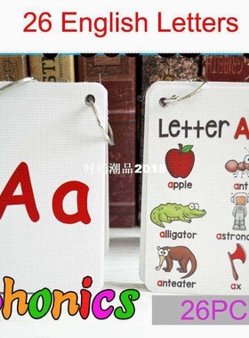 26 Letters English Phonics Pocket Cards Kids Montessori Lear