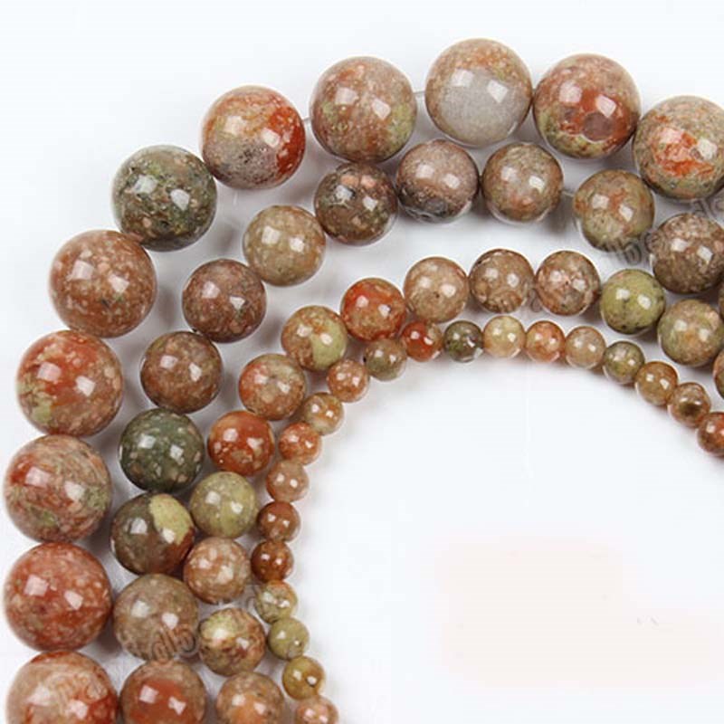 Round Beads Unakite Natural-Stone Jewelry-Making Fctory-Pric