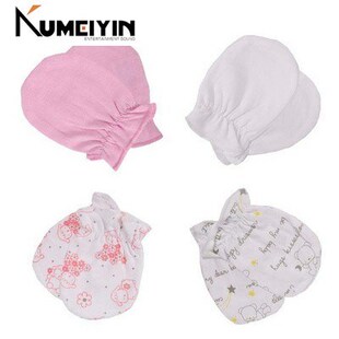-Cotton Soft Baby newborn Scratch Mittens0-6 months che