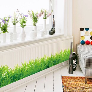 3D Fresh Green Grass Wall Stickers Baseboard PVC Skirting K