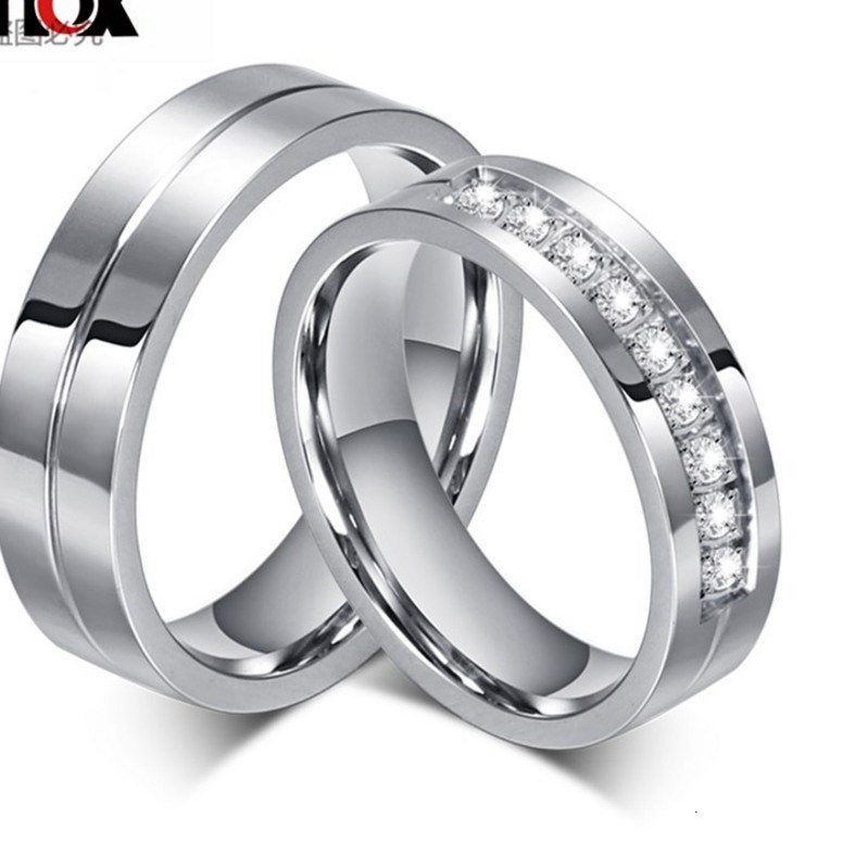 Vnox CZ Wedding Band Engagement Rings for Couples Women Men