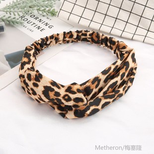 Printing Leopard Cross Headband Wo Turban Hairband Stretch
