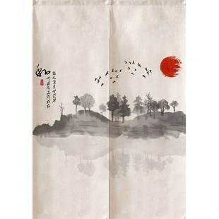 Landscape Style Partition Chinese Bedroom Door Ink Curtain