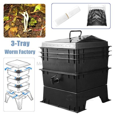 80L PP Kitchen Waste Earthworm Compost Box DIY Composter Wor