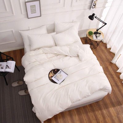 white bedding set 纯色四件套 床笠款duvet cover fitted sheet