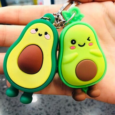 1pcs Rubber Avocado Keychain Couples Key Chain Ring Vegan Gr