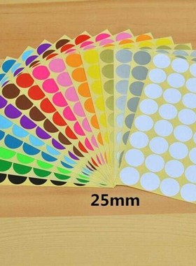 Multicolor 10pcsset Diameter 25mm Coloured Dot Stickers Rou