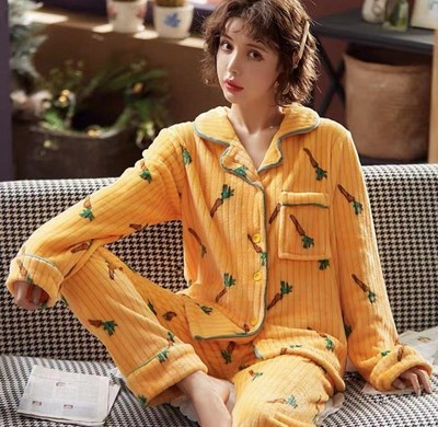 warm winter sleep clothes women sleeping tops pants set