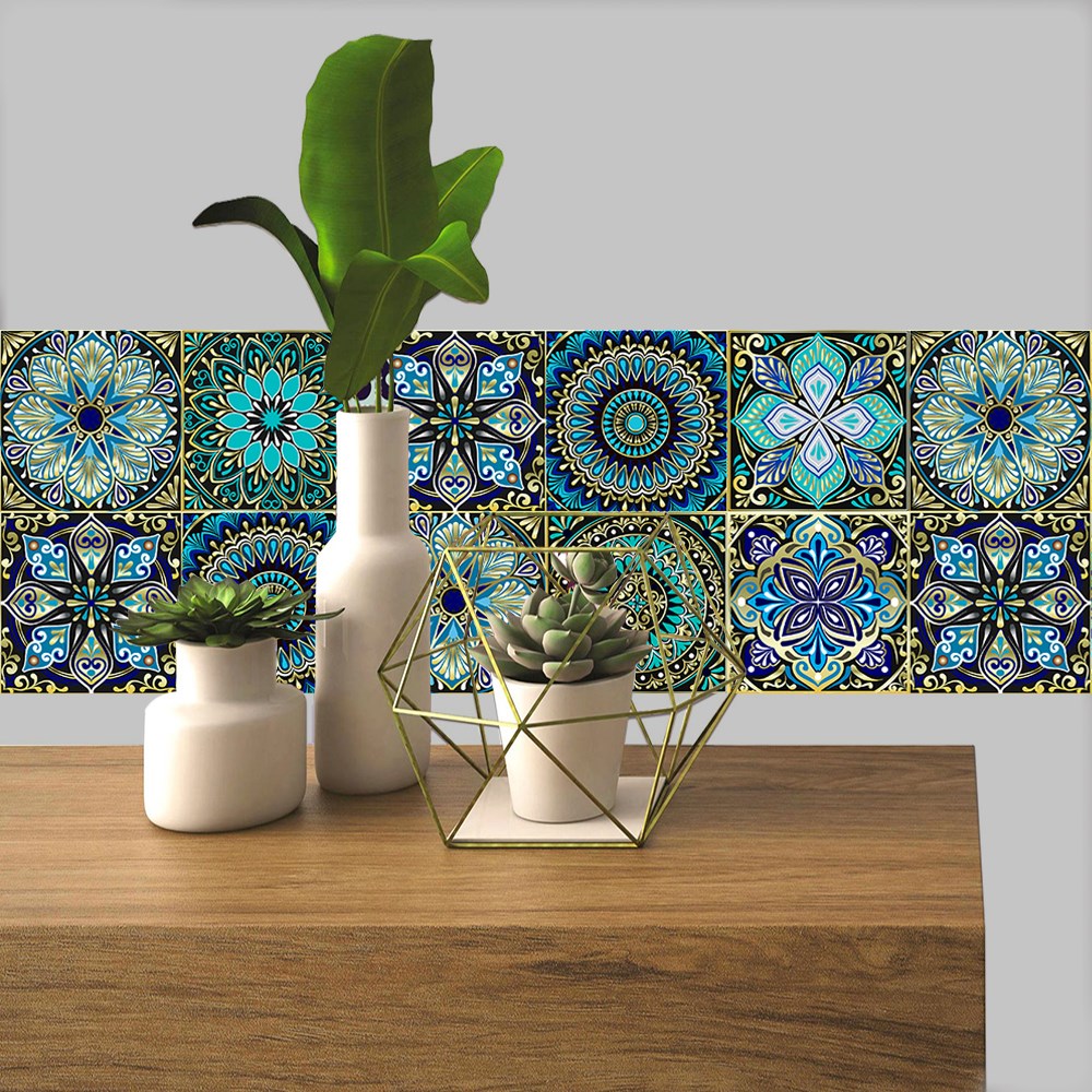 10/15/20/30cm Colorful Retro Tile Wall Sticker PVC Bathroom