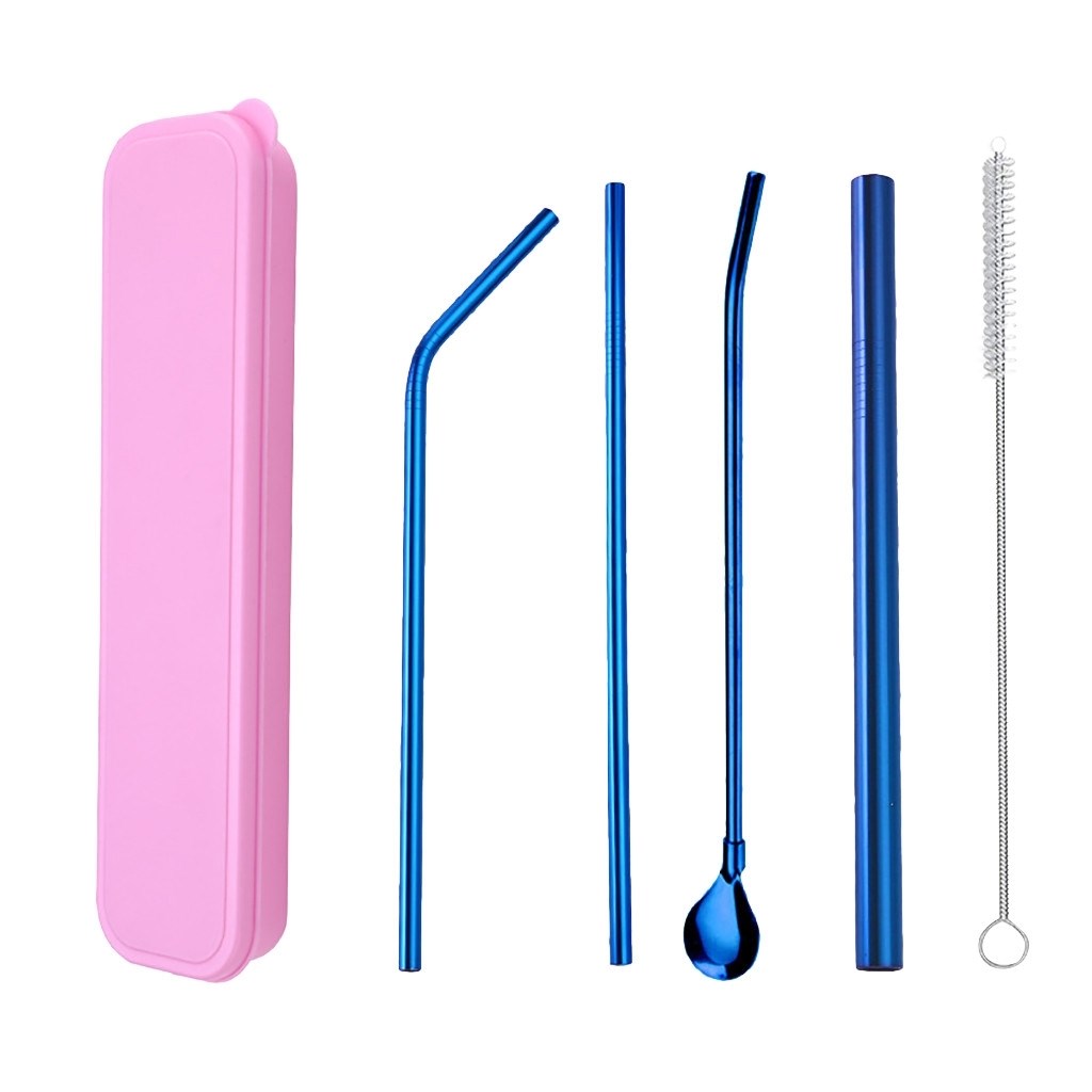 Long Stainless Steel Metal Drinking Straws With Cleaning Bru