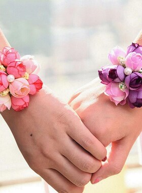 artificial bride flowers rose wrist corsage bridesmaid siste