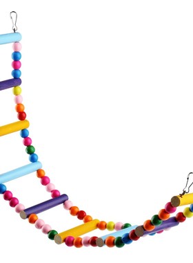 Pets Birds Wooden Ladders Connected with Colorful Balls and