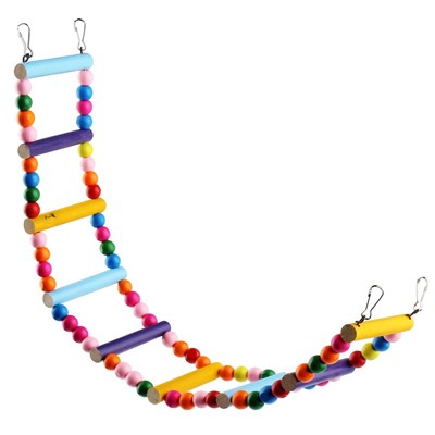 Pets Birds Wooden Ladders Connected with Colorful Balls and