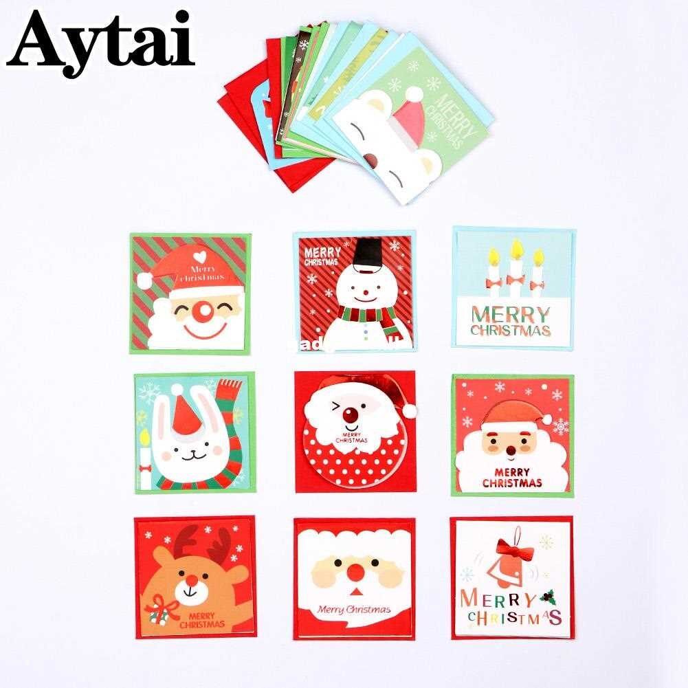 20pcs small christmas cards newyear gift card with env