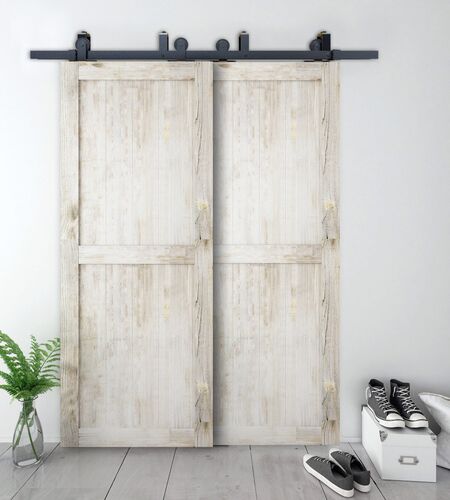 DIYHD 6FT/6.6FT/8FT Top Mount Bypass Double Sliding Barn Woo