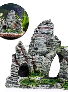 4 shape Aquarium Rockery Mountain View Rock Cave Stone Tree