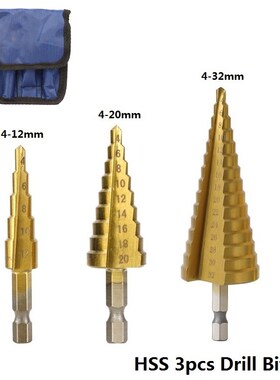 3-13 4-12 4-20 4-32mm HSS Titanium coated Stepped Drill Bit