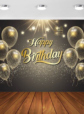 Black and Gold Balloons Happy Birthday Party Decoration Pho