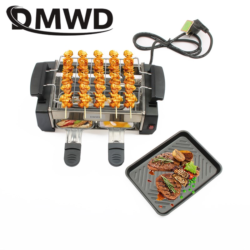 DMWD Smokeless Electric Raclette Grill Double Layers Non-Sti