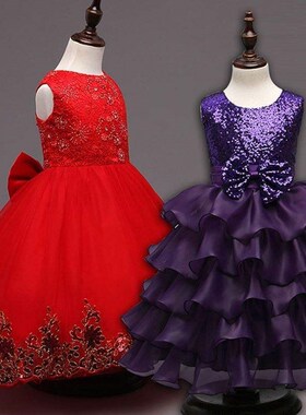 Girls Sequin Chiffon Tutu Dress Kids wedding Party Dresses